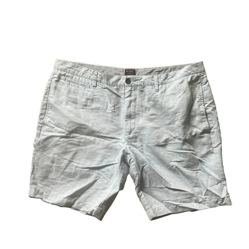 UnTuckIt Mens Shorts Size 40 Linen Cotton Blend Blue 9"